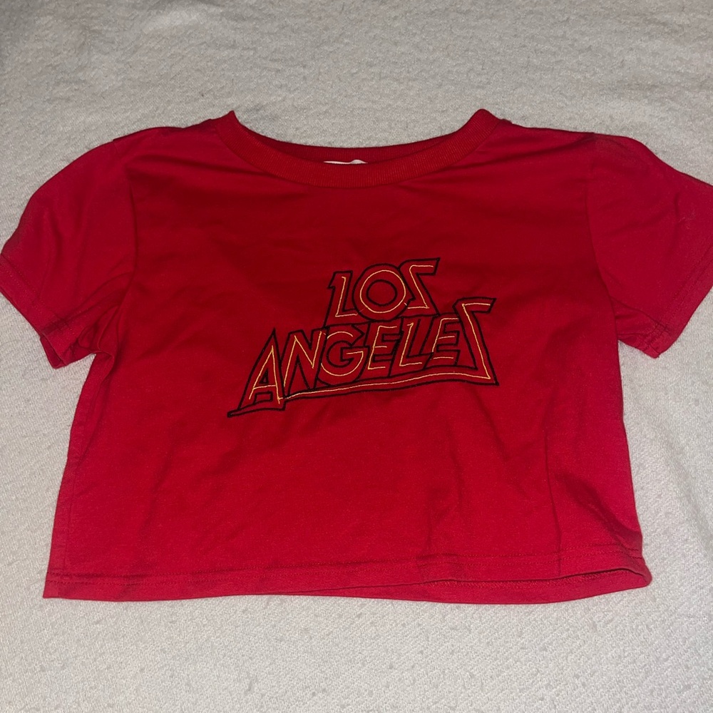 ROMWE Red Los Angeles Crop Top